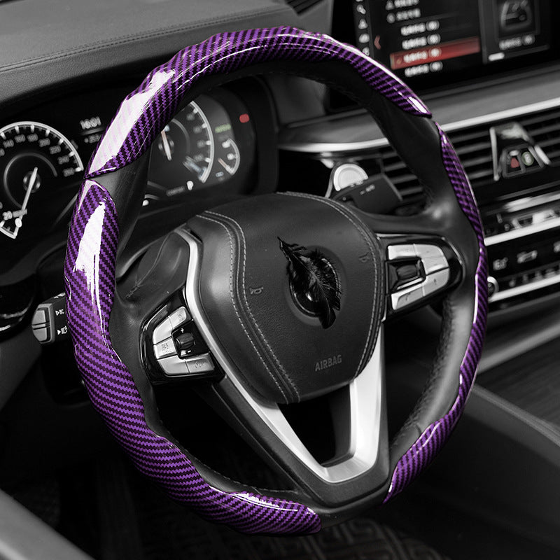 Polished carbon fiber pattern car steering wheel cover