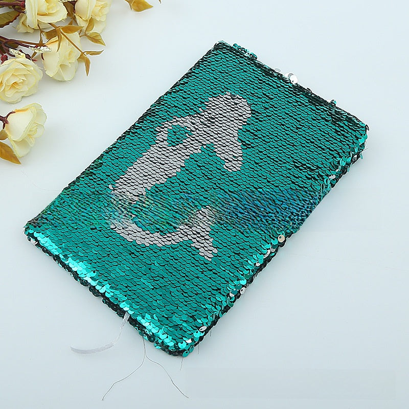 Colorful Fish Scale Sequin Notebook with Double-Sided Flip Design