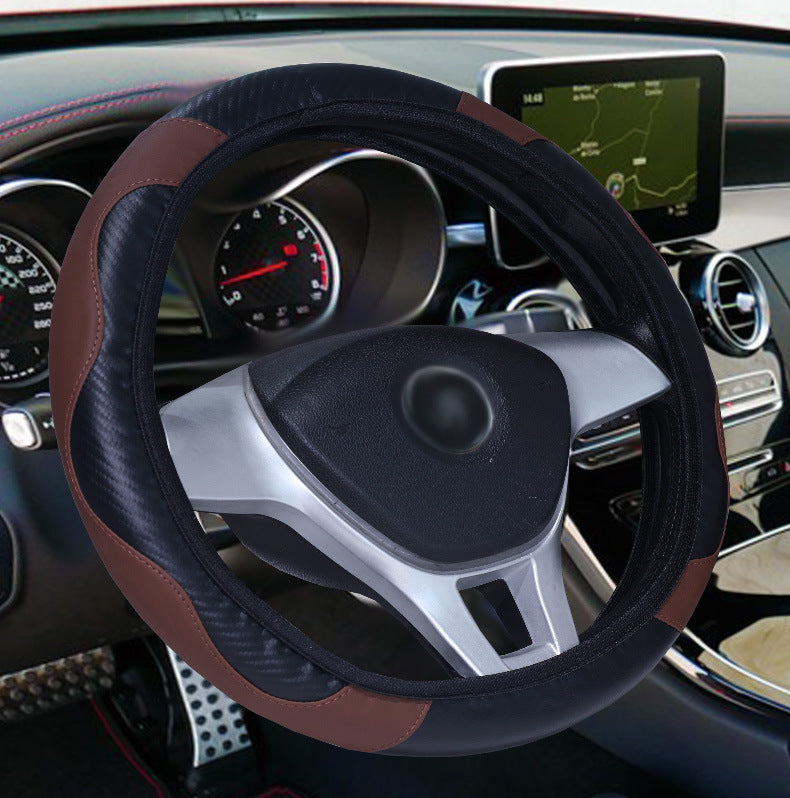 Elastic Carbon Fiber Leather Steering Wheel Cover