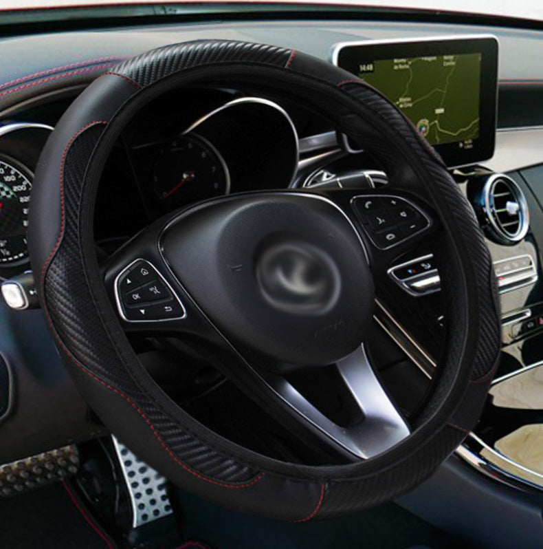 Elastic Carbon Fiber Leather Steering Wheel Cover