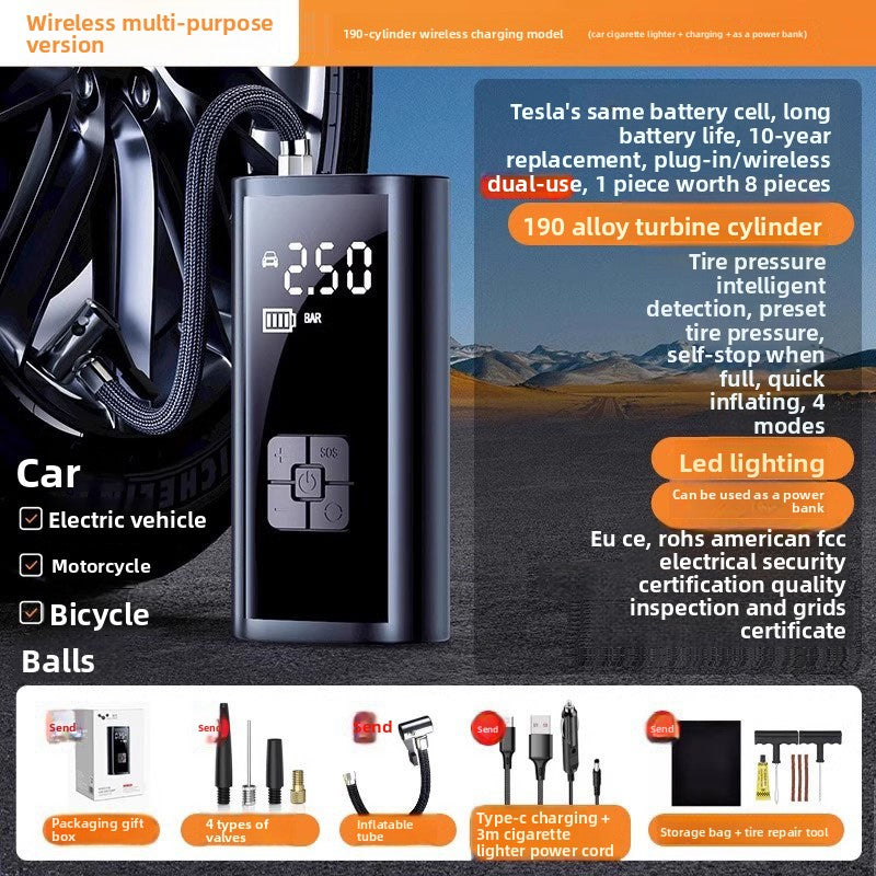 Portable wireless air pump for vehicles