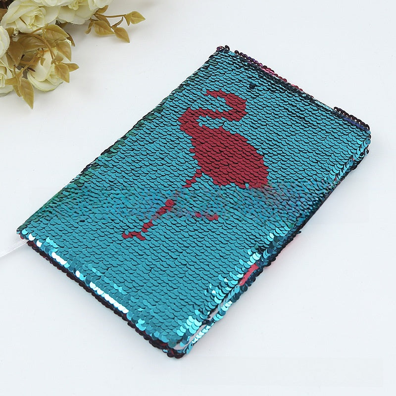 Colorful Fish Scale Sequin Notebook with Double-Sided Flip Design