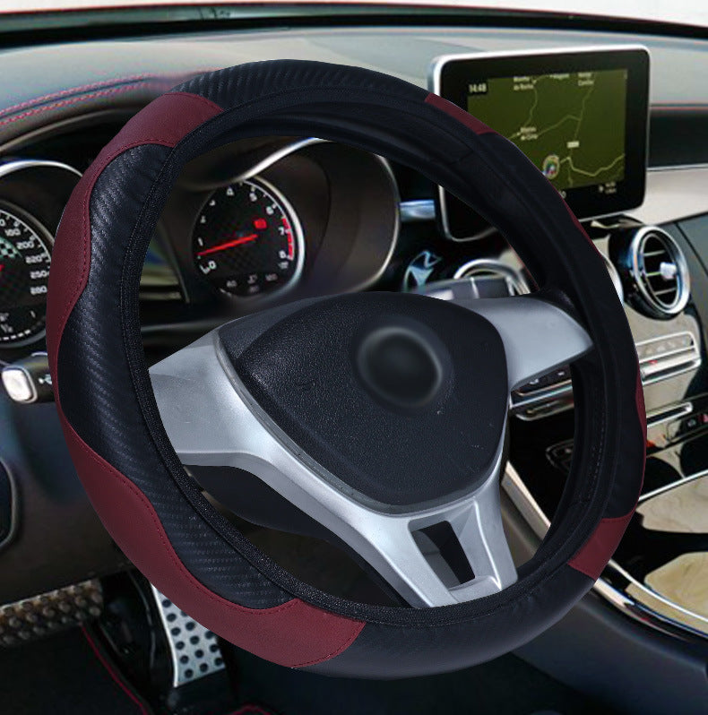 Elastic Carbon Fiber Leather Steering Wheel Cover
