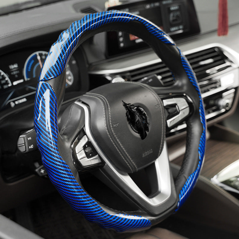 Polished carbon fiber pattern car steering wheel cover