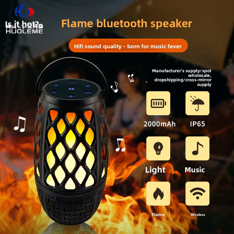 Portable Bluetooth Speaker with LED Flame Effect