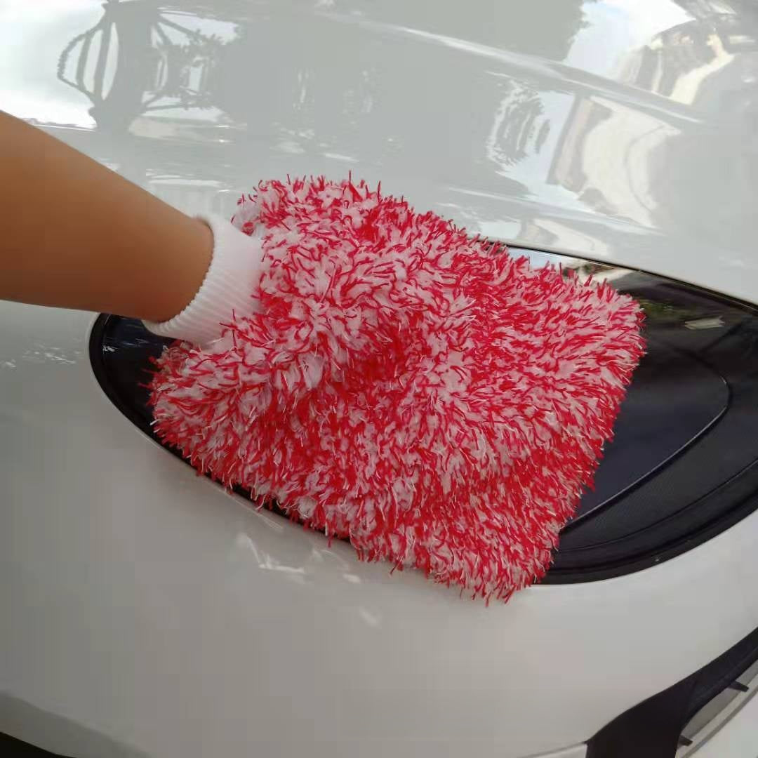 Microfiber Car Cleaning Gloves with Coral Fleece