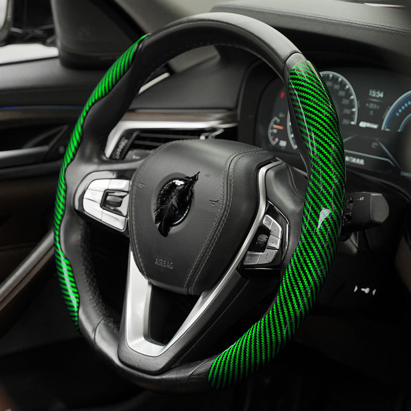 Polished carbon fiber pattern car steering wheel cover