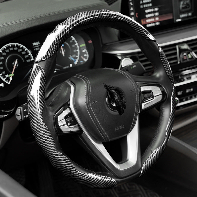 Polished carbon fiber pattern car steering wheel cover