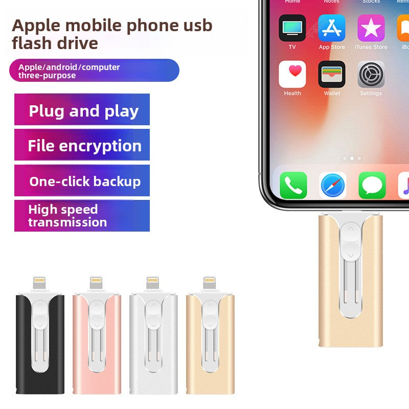 metal three-in-one mobile phone U disk 1tb for Apple Android computer lettering 256g USB gift customization