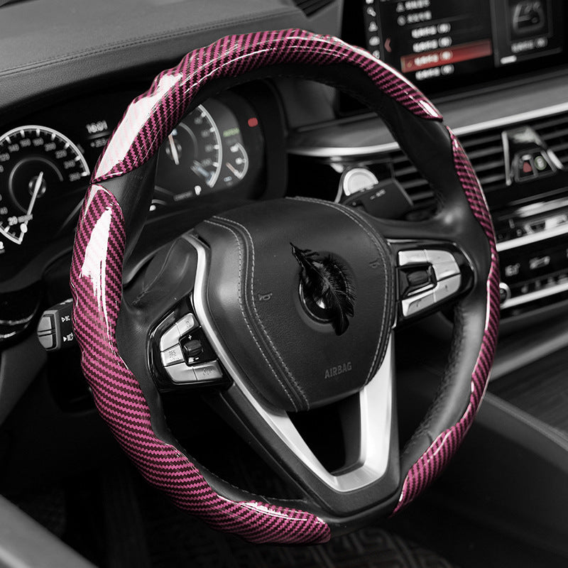 Polished carbon fiber pattern car steering wheel cover