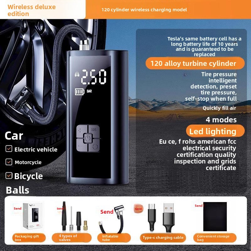 Portable wireless air pump for vehicles