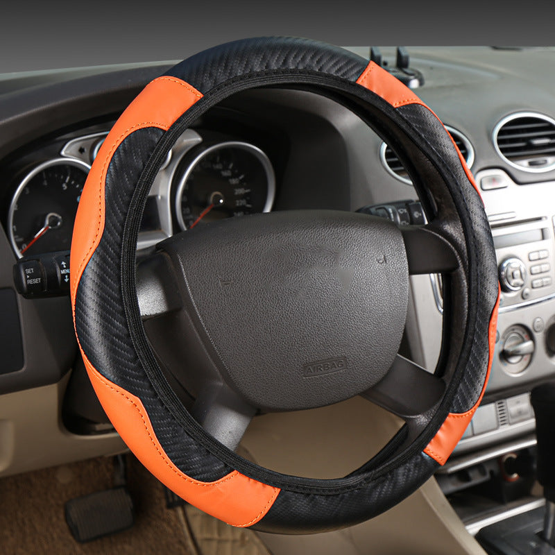 Elastic Carbon Fiber Leather Steering Wheel Cover