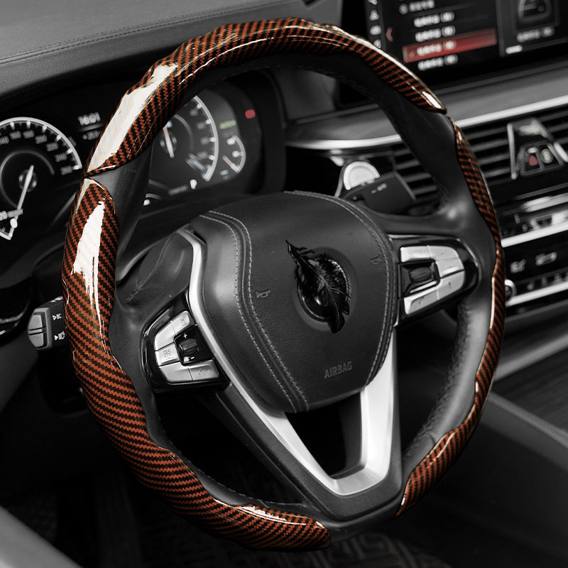 Polished carbon fiber pattern car steering wheel cover