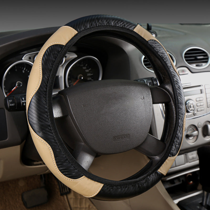 Elastic Carbon Fiber Leather Steering Wheel Cover