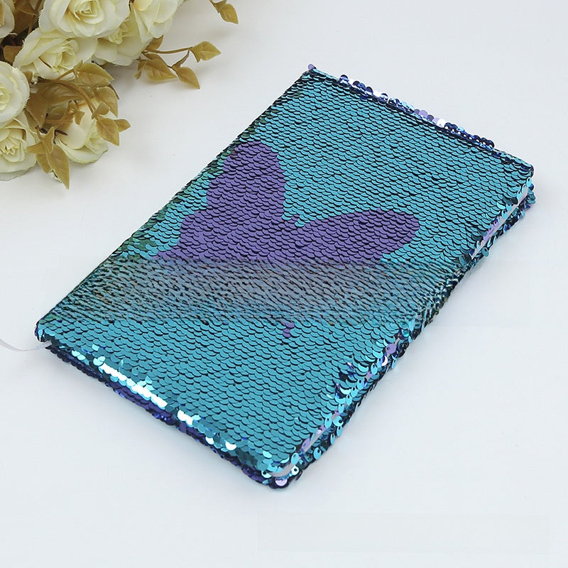 Colorful Fish Scale Sequin Notebook with Double-Sided Flip Design