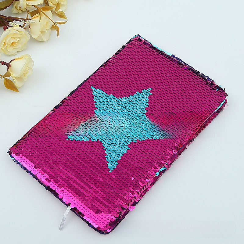Colorful Fish Scale Sequin Notebook with Double-Sided Flip Design
