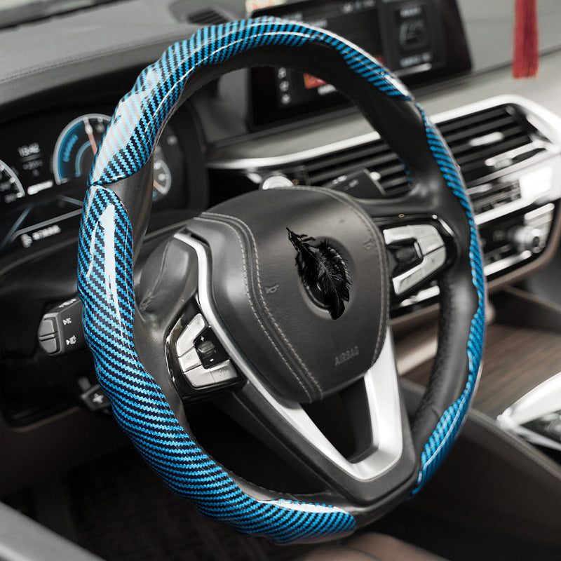 Polished carbon fiber pattern car steering wheel cover