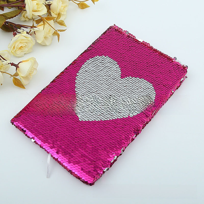 Colorful Fish Scale Sequin Notebook with Double-Sided Flip Design