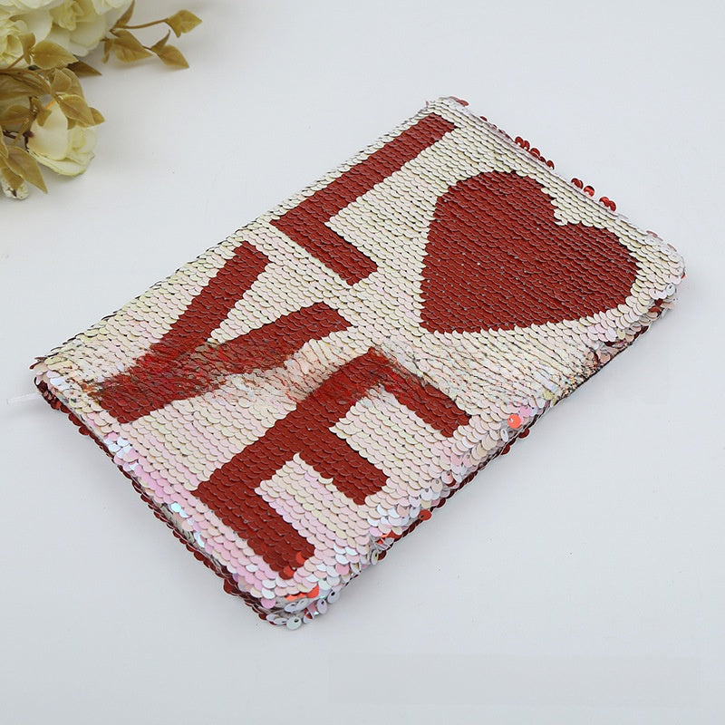 Colorful Fish Scale Sequin Notebook with Double-Sided Flip Design