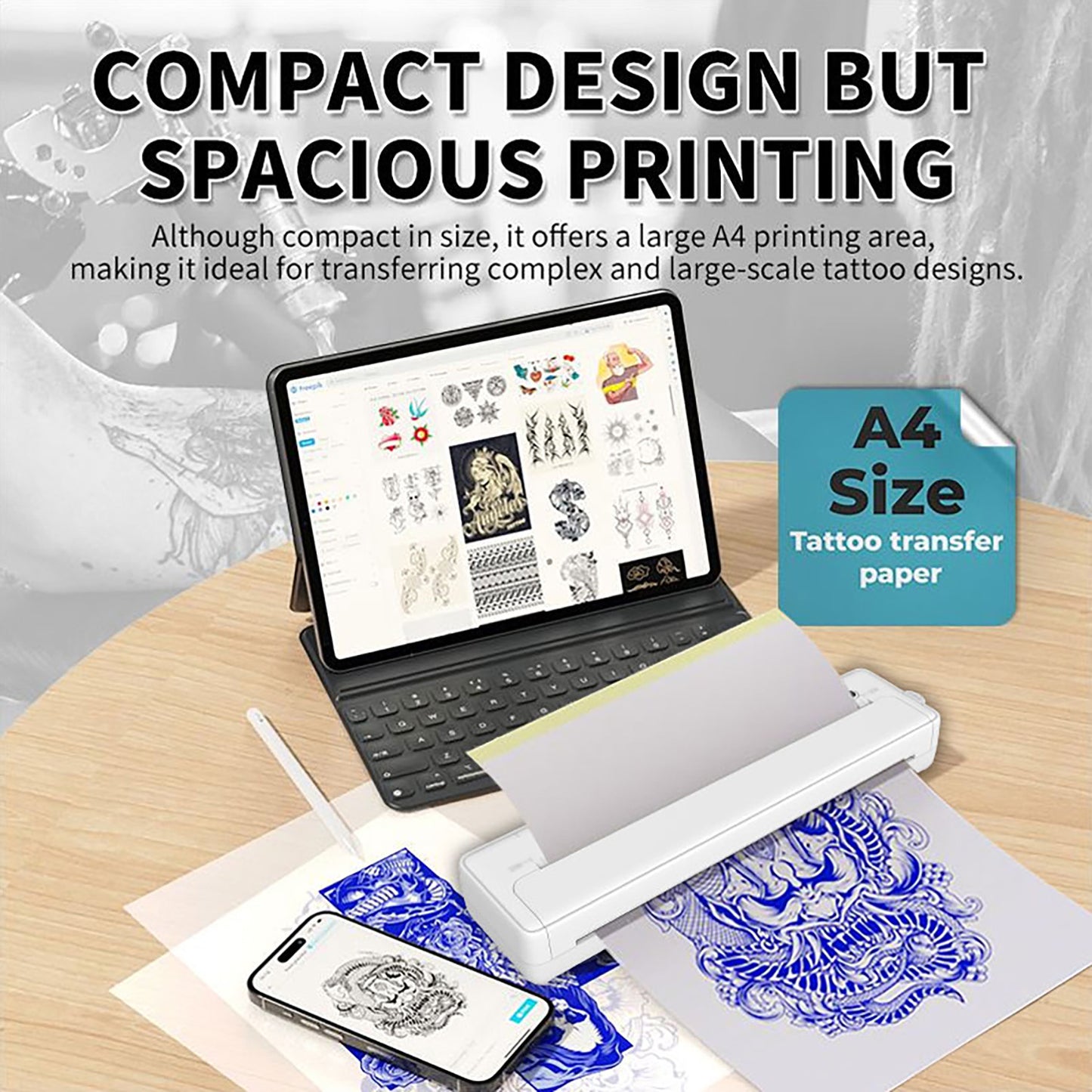 Portable Wireless Thermal Printer for Tattoo and Label Printing