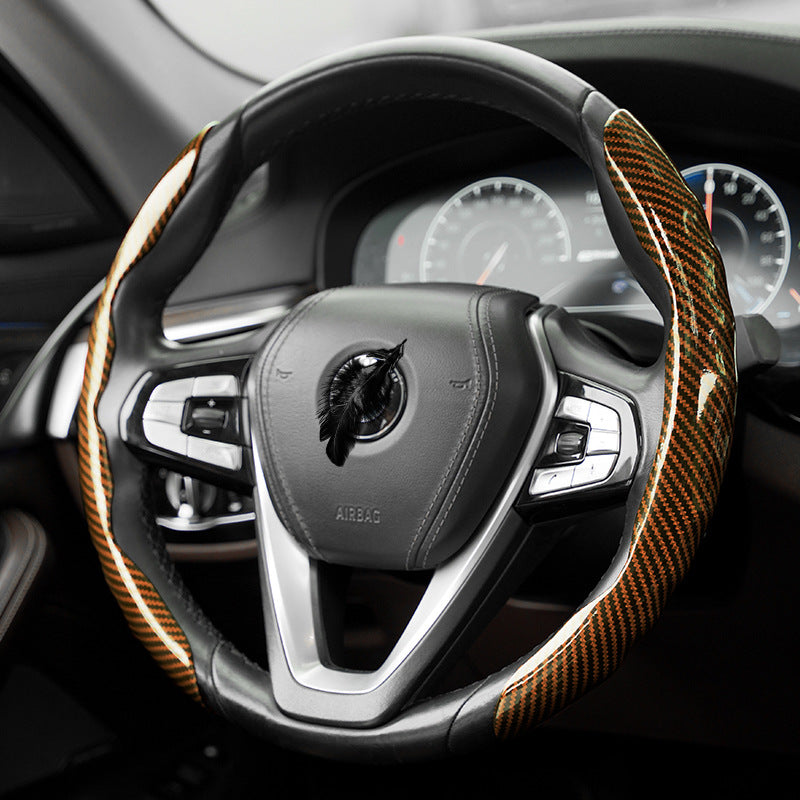 Polished carbon fiber pattern car steering wheel cover