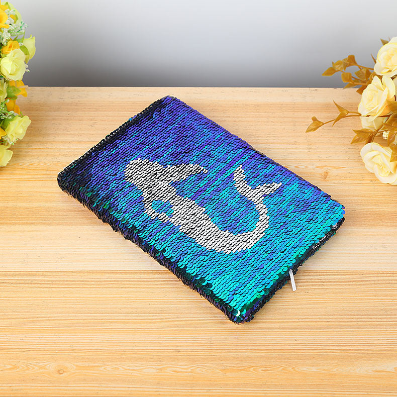 Colorful Fish Scale Sequin Notebook with Double-Sided Flip Design