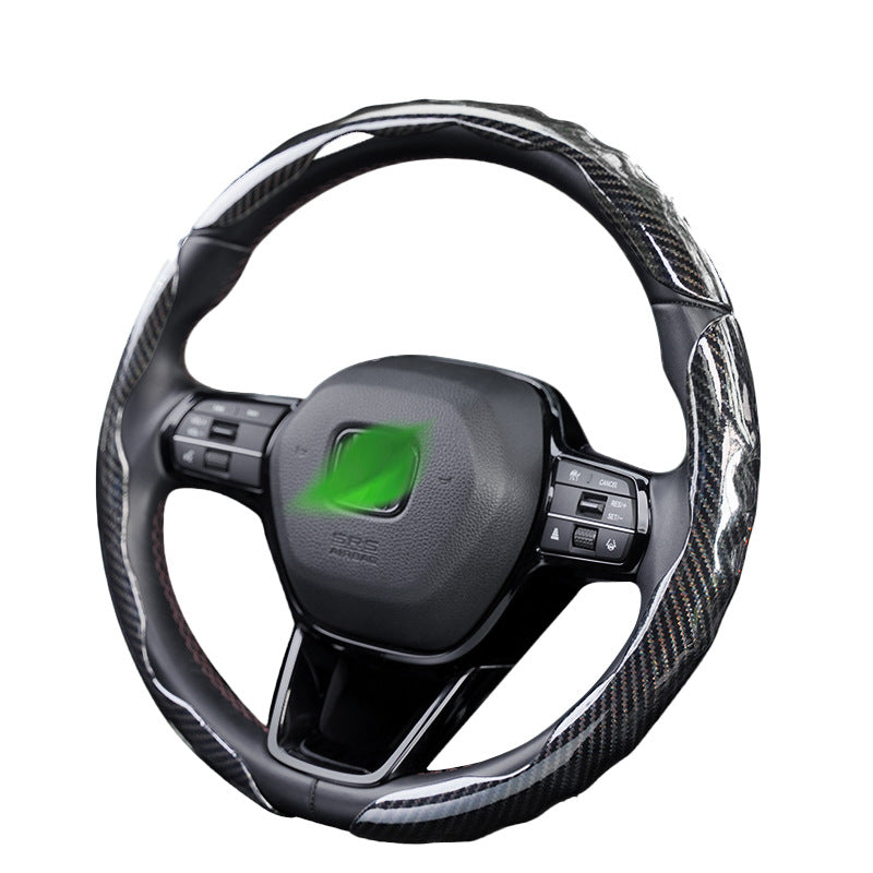 Polished carbon fiber pattern car steering wheel cover