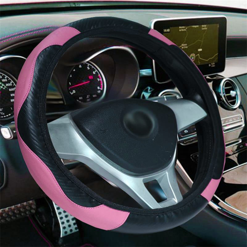 Elastic Carbon Fiber Leather Steering Wheel Cover