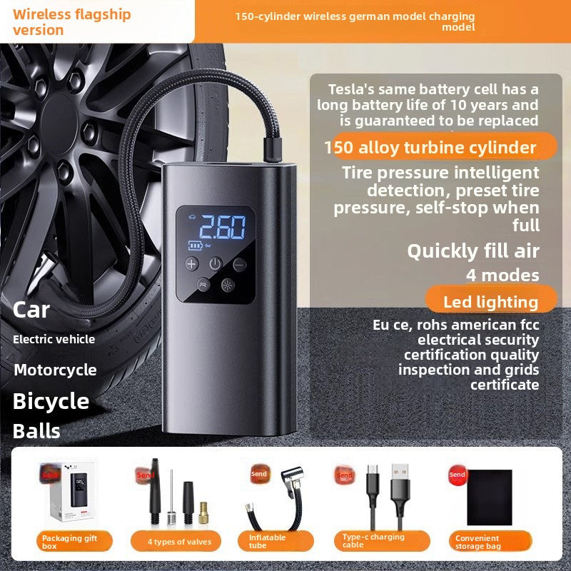 Portable wireless air pump for vehicles
