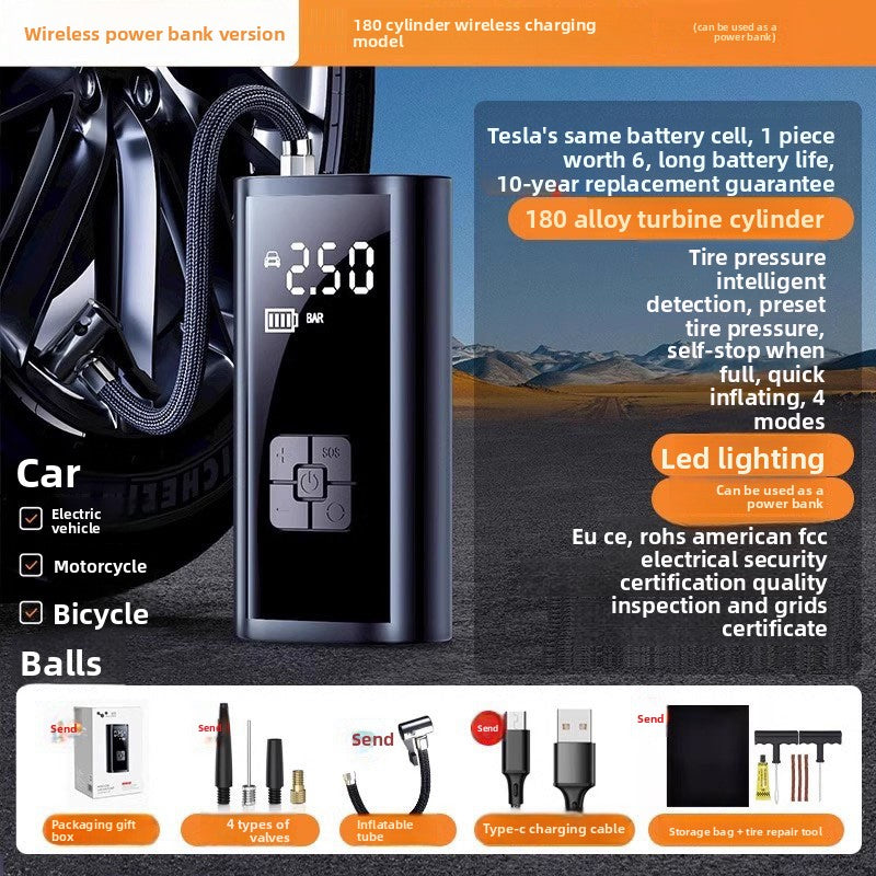 Portable wireless air pump for vehicles