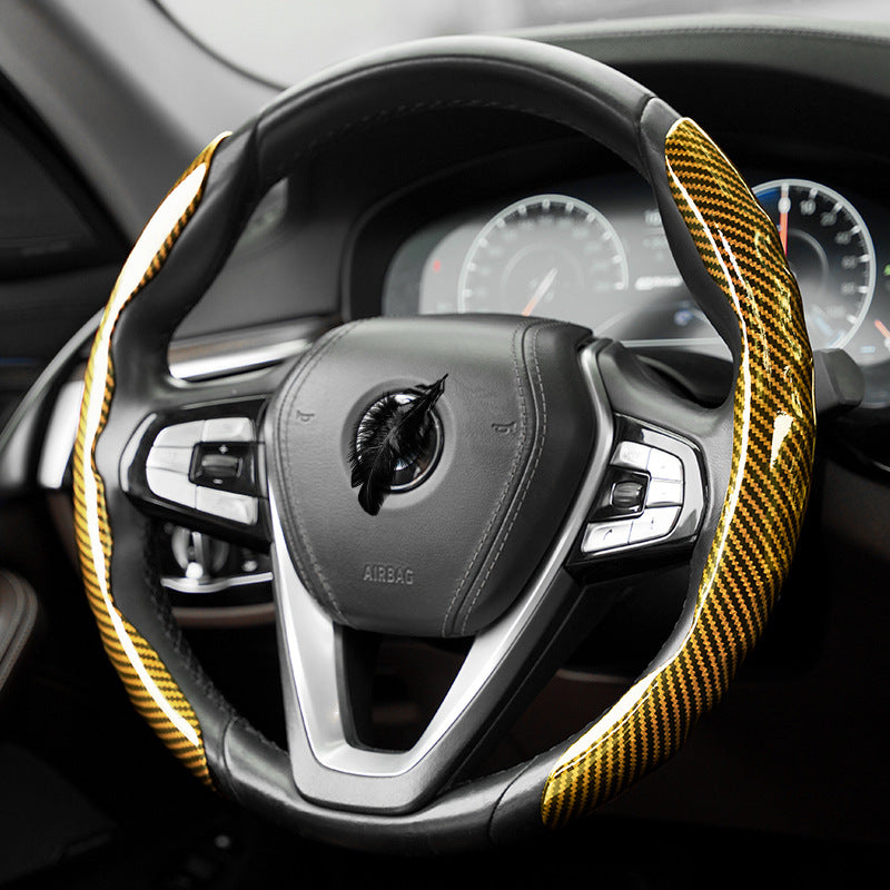 Polished carbon fiber pattern car steering wheel cover