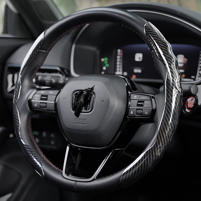 Polished carbon fiber pattern car steering wheel cover