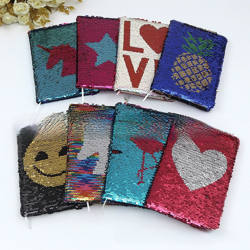 Colorful Fish Scale Sequin Notebook with Double-Sided Flip Design