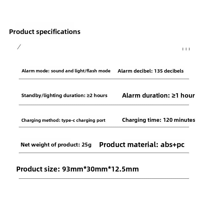 Rechargeable Personal Safety Alarm with Flashlight