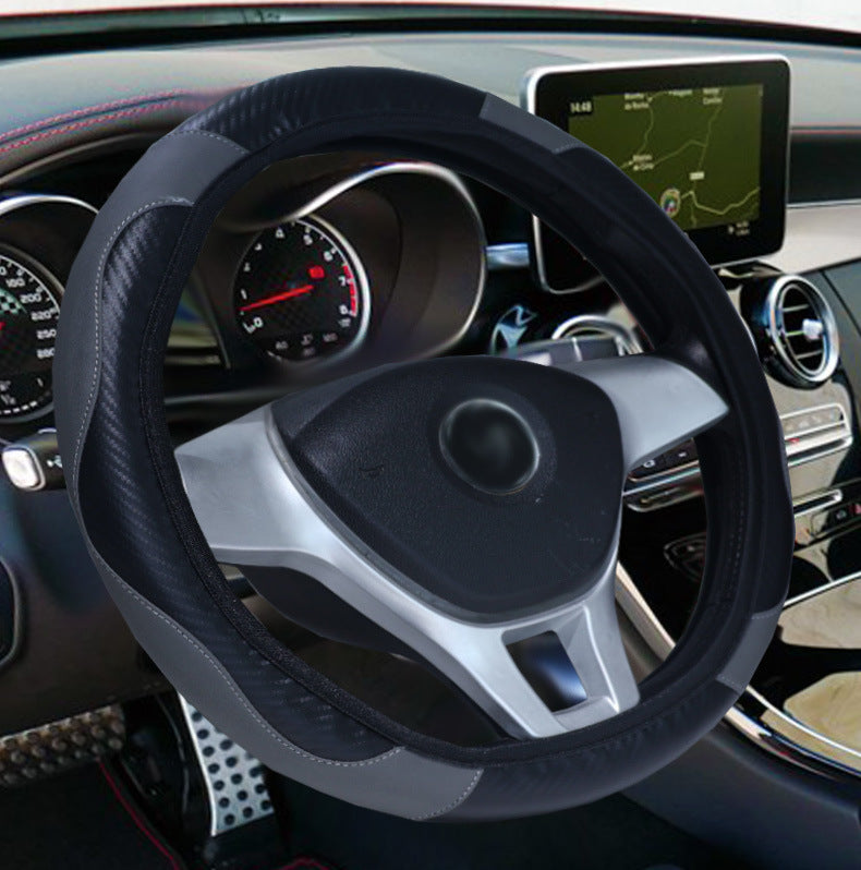 Elastic Carbon Fiber Leather Steering Wheel Cover