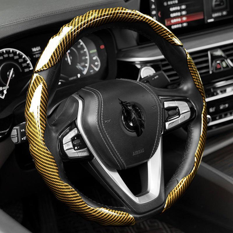 Polished carbon fiber pattern car steering wheel cover