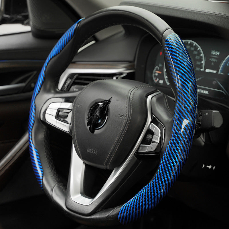 Polished carbon fiber pattern car steering wheel cover