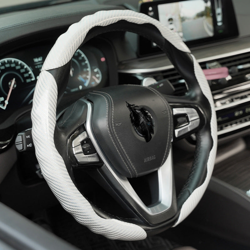 Polished carbon fiber pattern car steering wheel cover