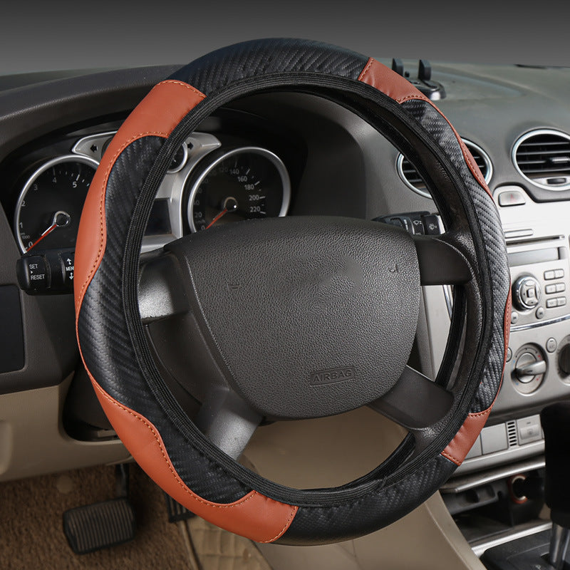 Elastic Carbon Fiber Leather Steering Wheel Cover