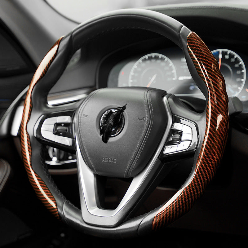 Polished carbon fiber pattern car steering wheel cover