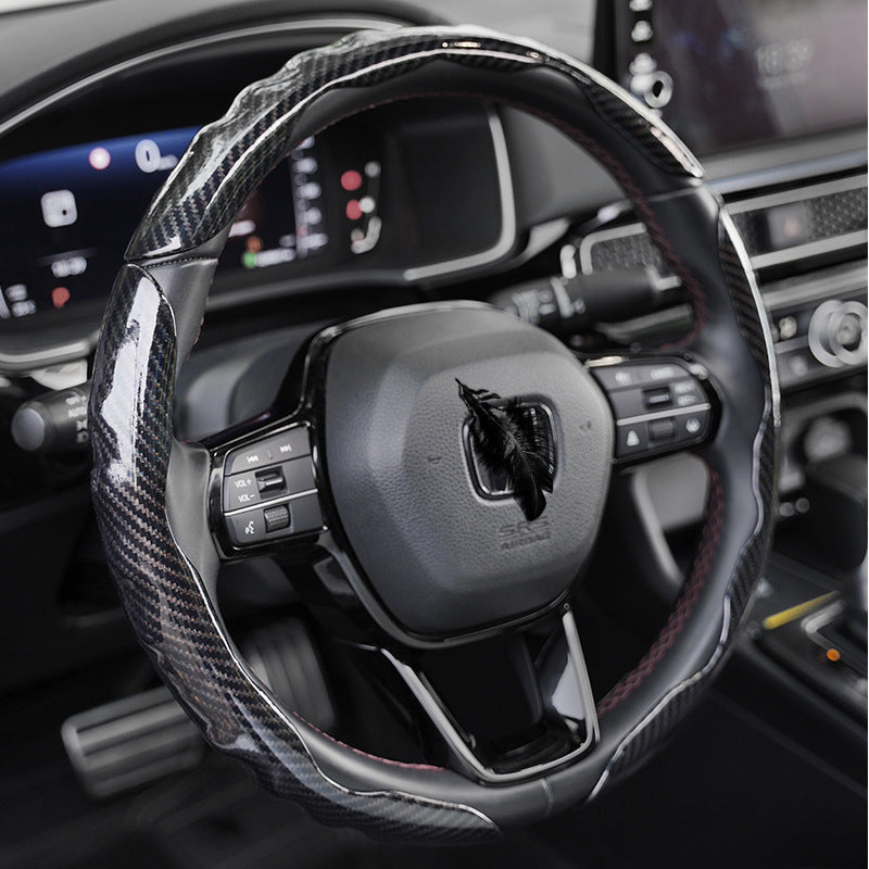 Polished carbon fiber pattern car steering wheel cover