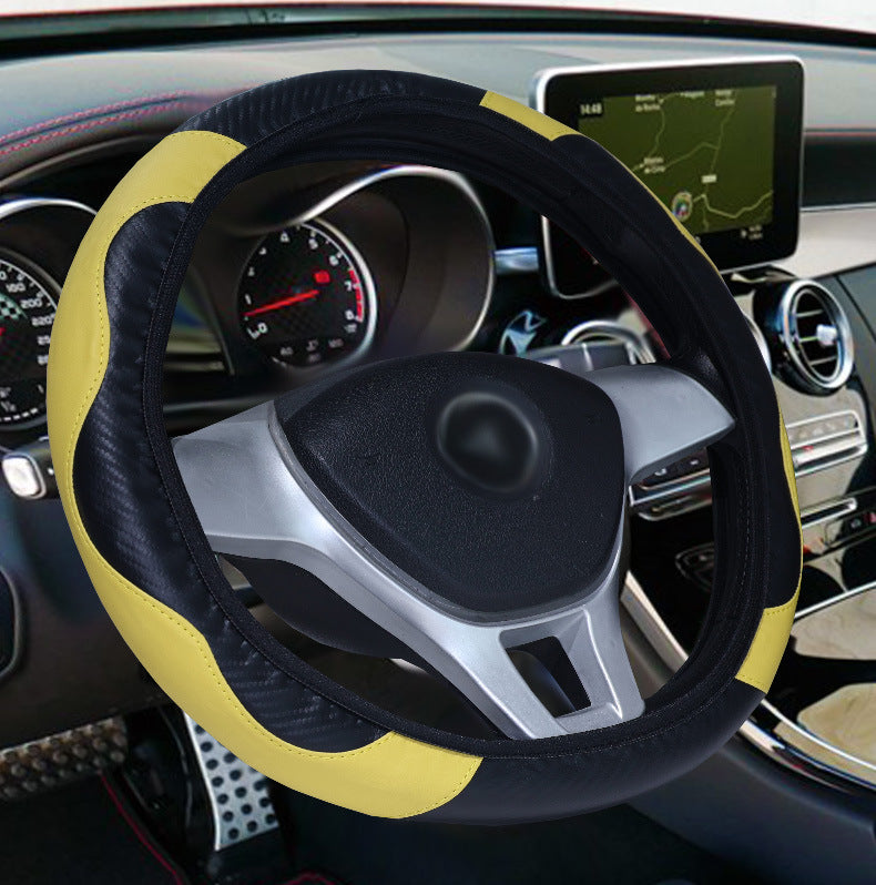 Elastic Carbon Fiber Leather Steering Wheel Cover