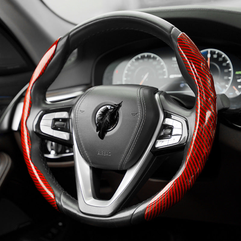 Polished carbon fiber pattern car steering wheel cover