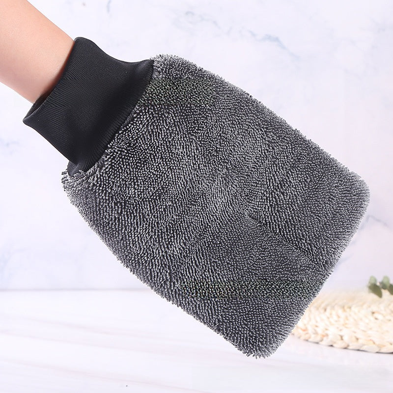 Microfiber Car Cleaning Gloves with Coral Fleece