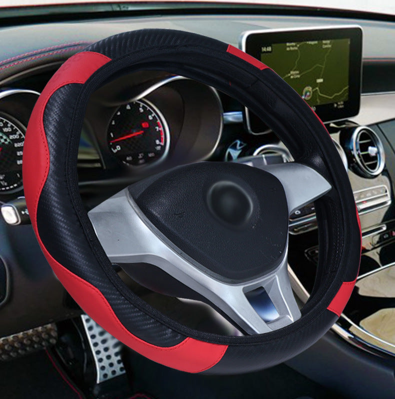 Elastic Carbon Fiber Leather Steering Wheel Cover