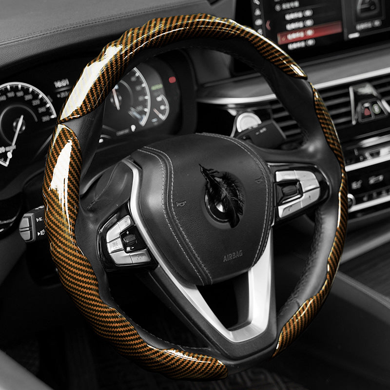 Polished carbon fiber pattern car steering wheel cover