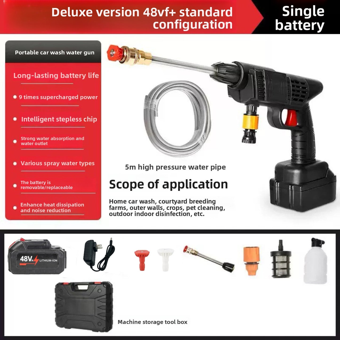 Wireless car washing machine high-pressure water gun