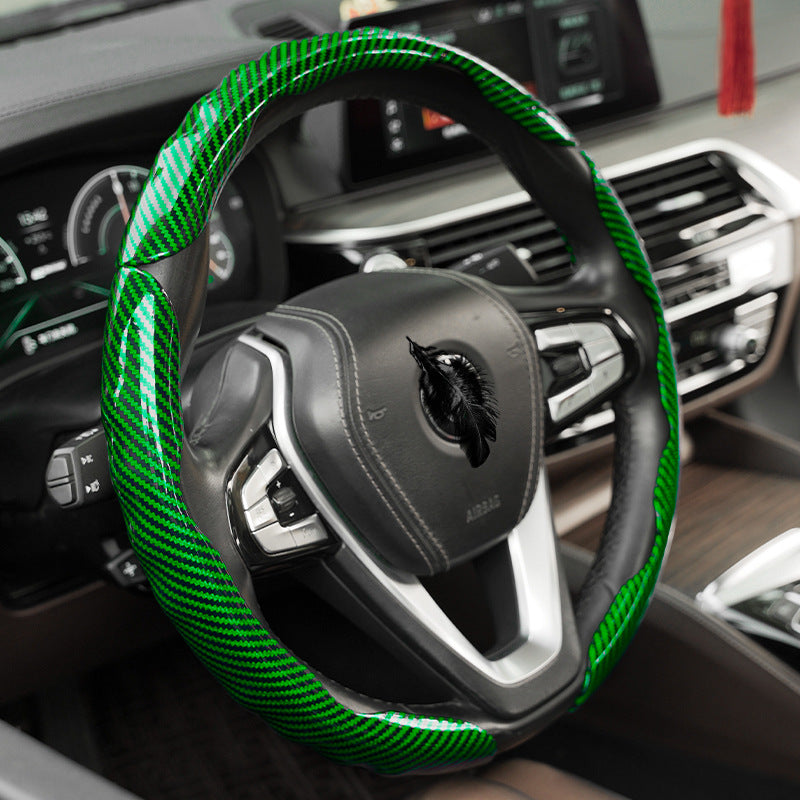 Polished carbon fiber pattern car steering wheel cover