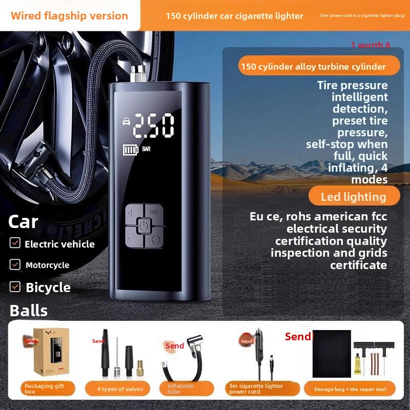 Portable wireless air pump for vehicles