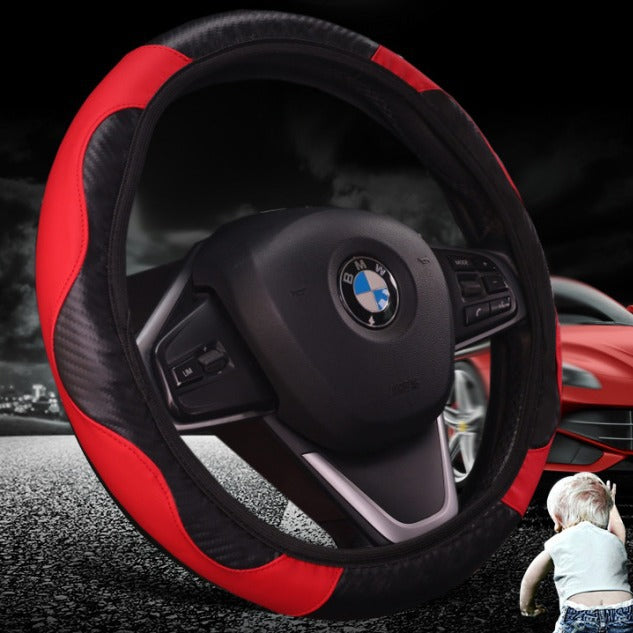 Elastic Carbon Fiber Leather Steering Wheel Cover